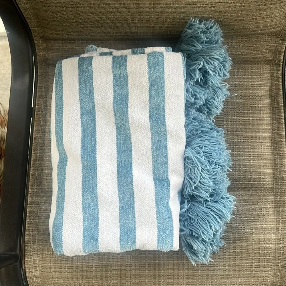 Magaschoni Home Striped & Fringed Throw 50”x60”